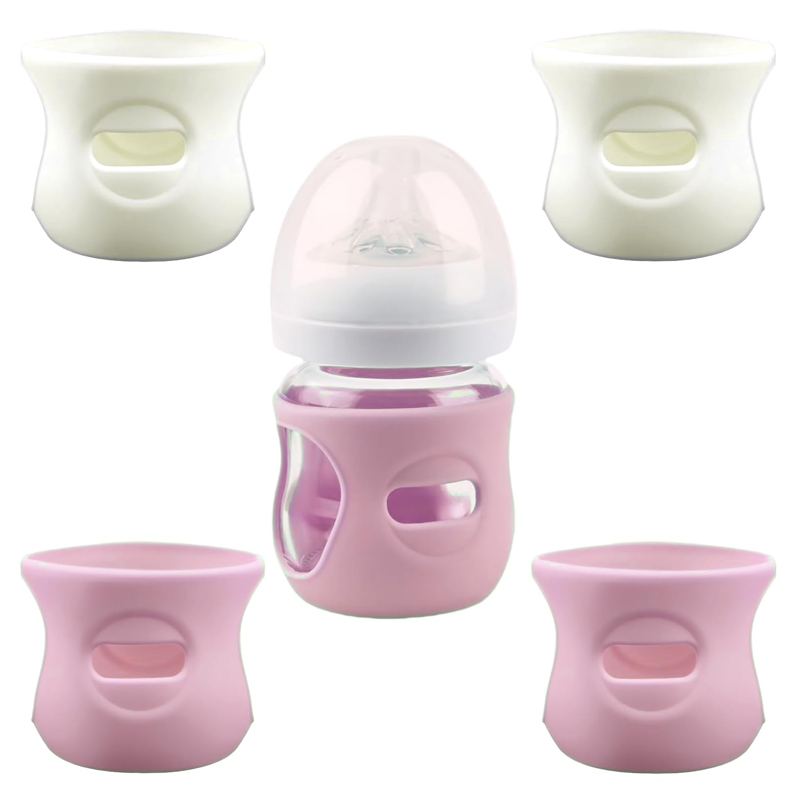 QinSuiKai silicone sleeve for Avent Natural 4oz pink—enhanced grip and drop protection