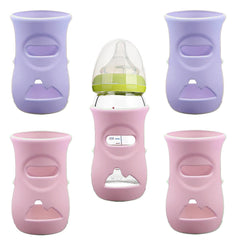 QinSuiKai pink silicone sleeve on an 8oz Avent bottle improves grip and visibility