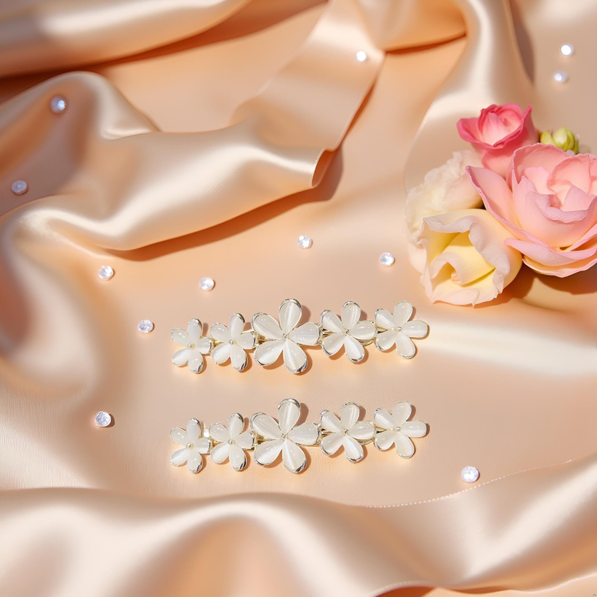 Qintreesify Gold Sparkly Barrettes closeup showcases luxe shine for formal occasions