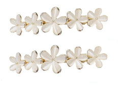 Qintreesify Golden Flower Opal Hair Clips ensemble highlights shimmering opal and floral charm for elegant styling