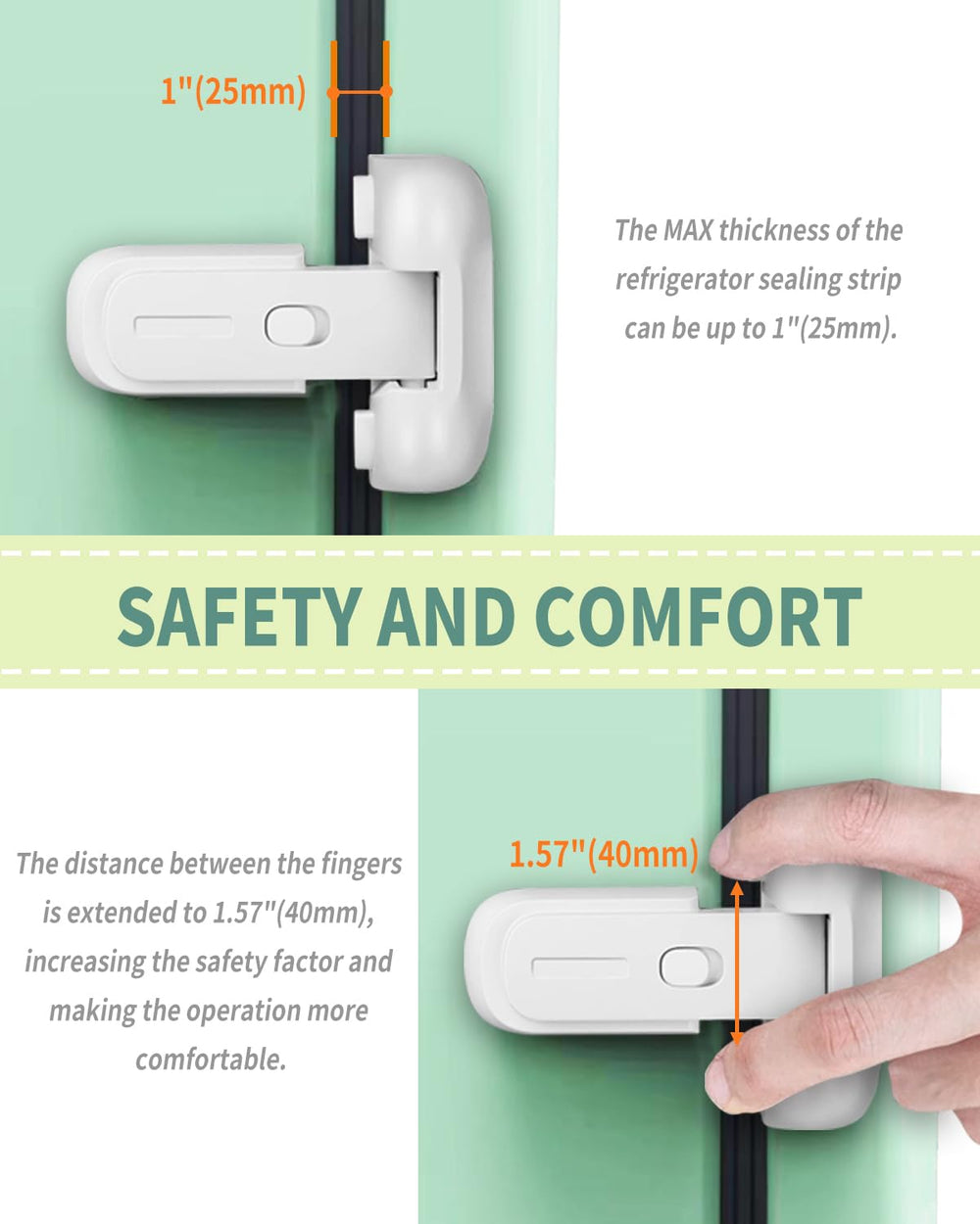 Qinzcp fridge latch extended button distance for easier use