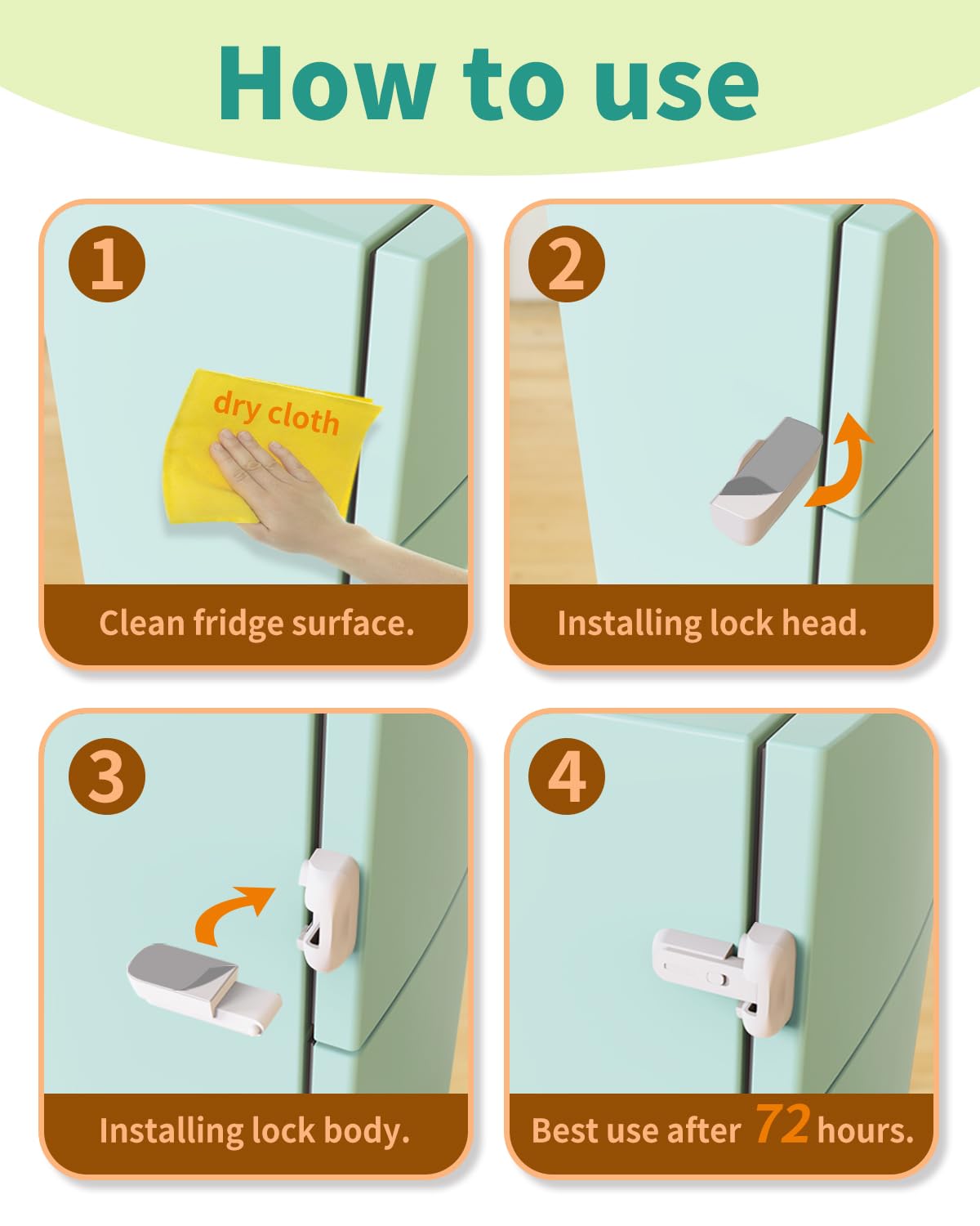 Qinzcp fridge latch packaging and spare parts image demonstrates ready-to-use kit.