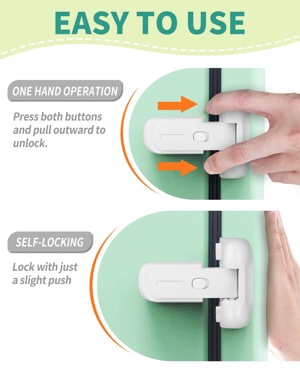 Qinzcp fridge latch wide-fit image shows compatibility with various refrigerator gaps.
