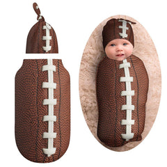 Qiohoey football newborn swaddle blanket showing soft material for warmth and comfort.