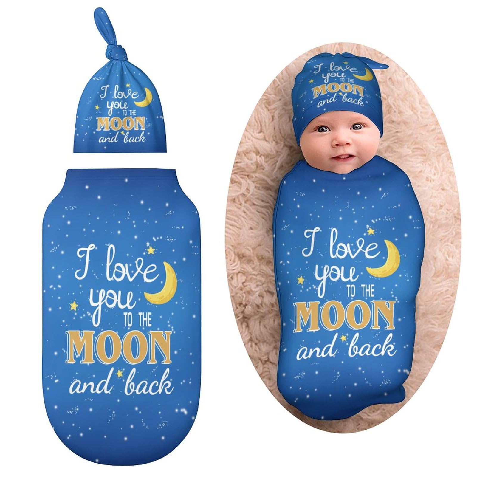 Qiohoey swaddle blanket with hat keeps newborn snug for restful sleep.