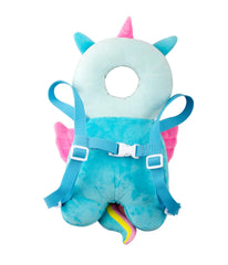 Qioo head protection backpack with adjustable plush straps for versatile baby movement.