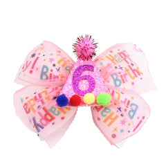 QIUJALE 6th birthday hair bow in hot pink adds festive flair for celebrations