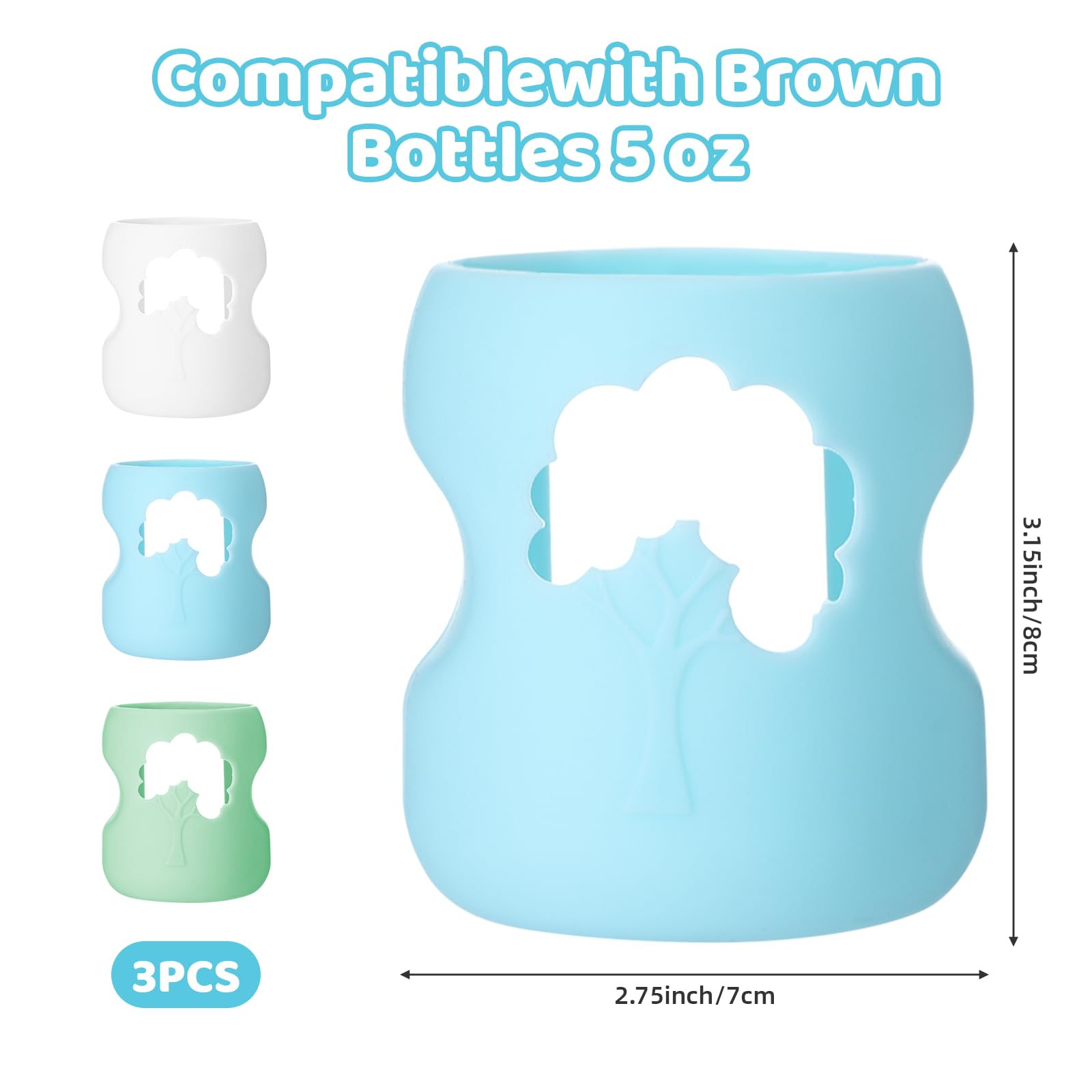Qiuruoo Dr Brown wide-neck bottle sleeve mounted on a bottle for secure handling.