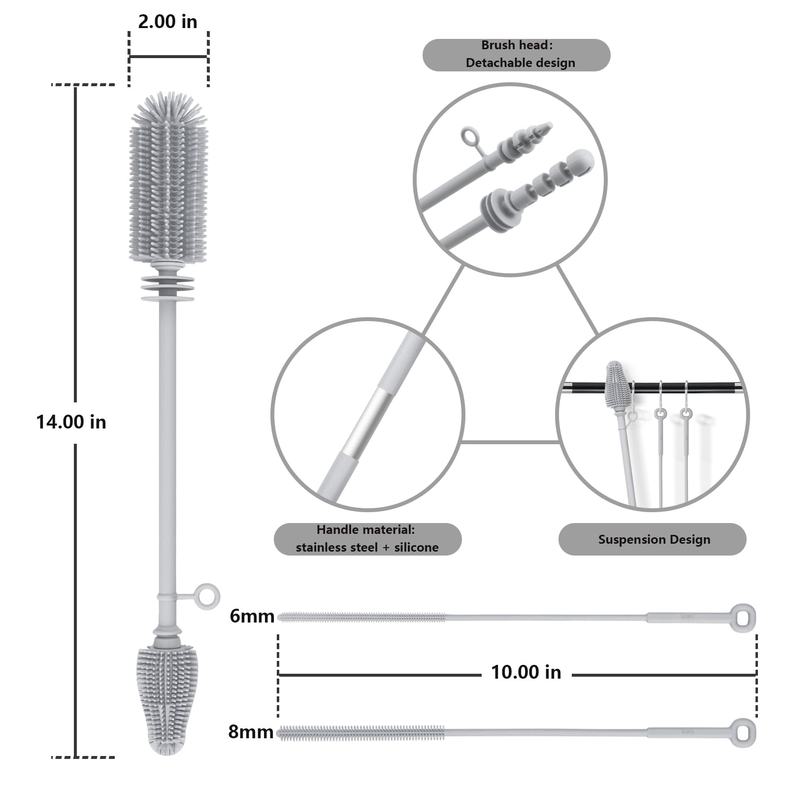 qiuxunies bottle brush set drying handle for easy storage