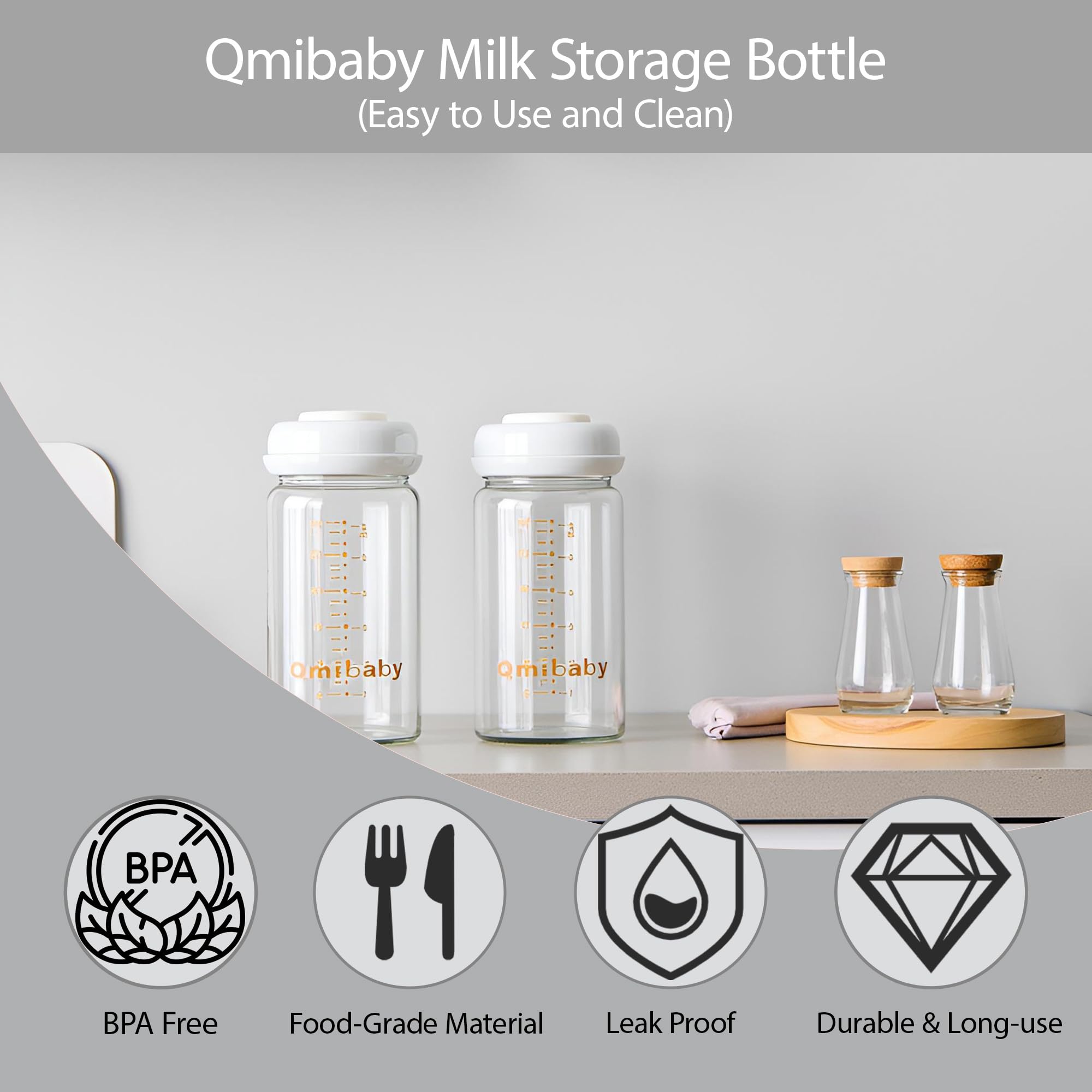 Qmibaby borosilicate glass is safe, easy to clean, residue-free