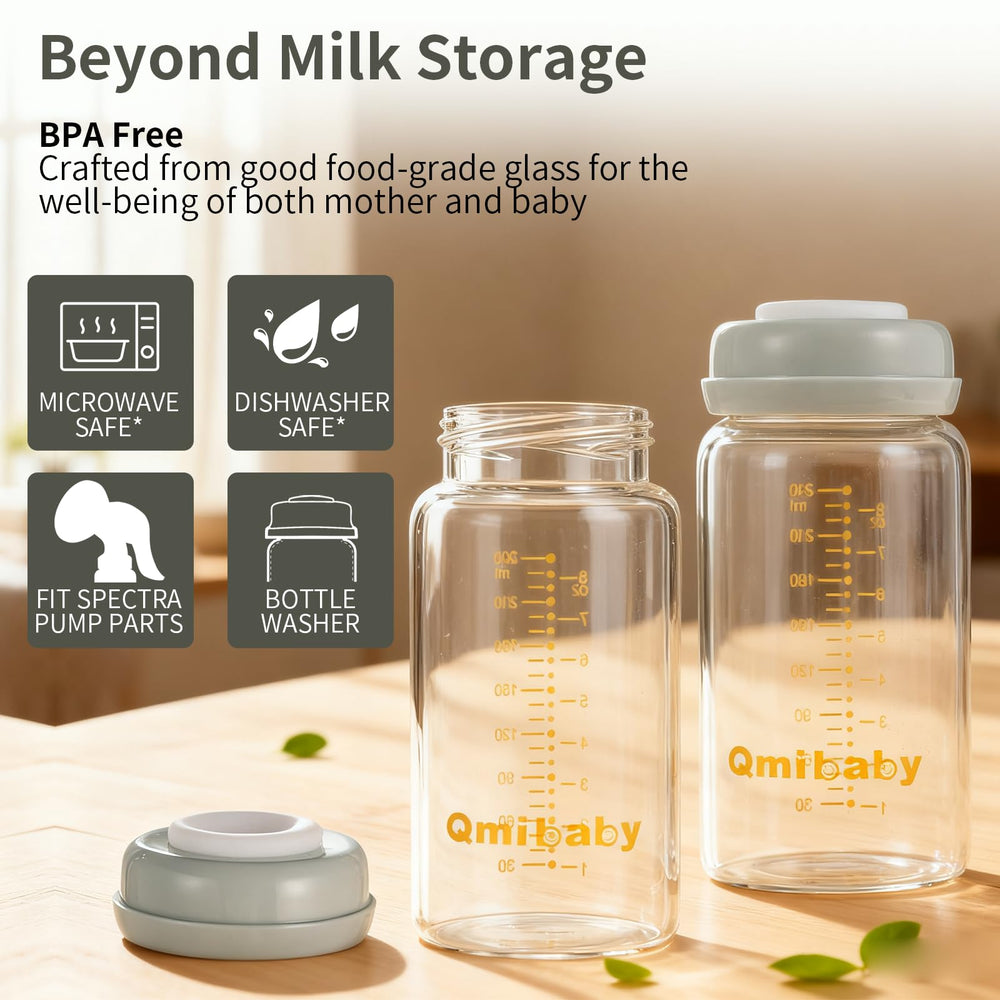 Qmibaby bottle features screw ring sealing disk to prevent leaks during storage.