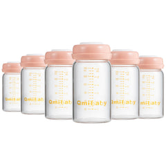 Qmibaby breast-milk-storage-180ml pink bottles with 6-pack for safe refrigeration