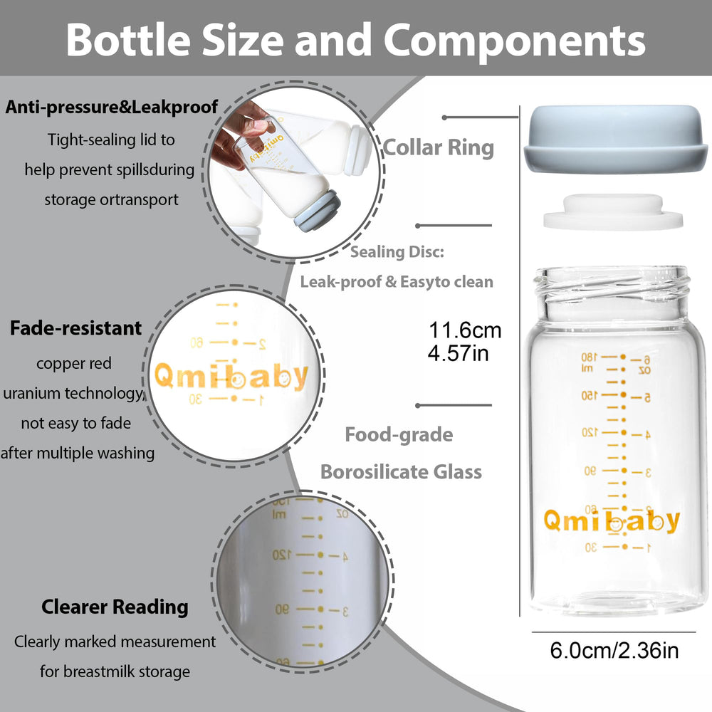Qmibaby wide-neck bottle design enabling easy pumping and feeding