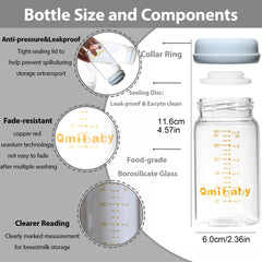 Qmibaby wide-neck bottle design enabling easy pumping and feeding