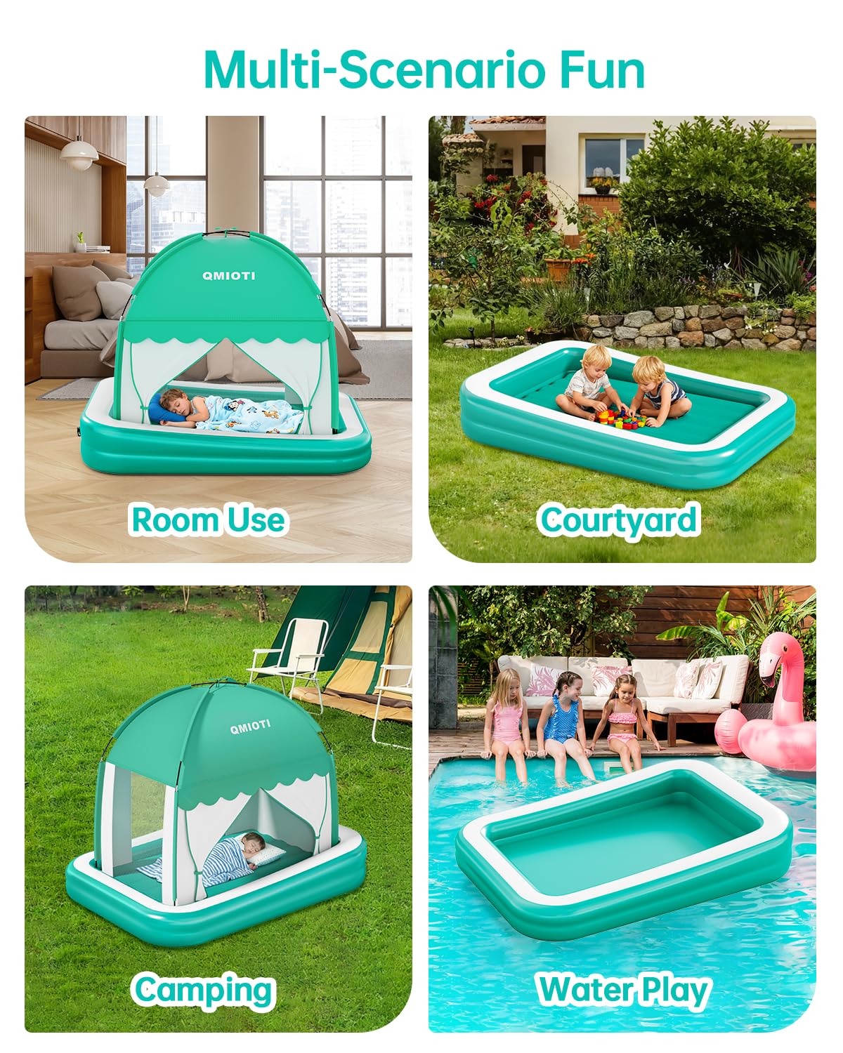 Qmioti travel bed with repair patches for durability