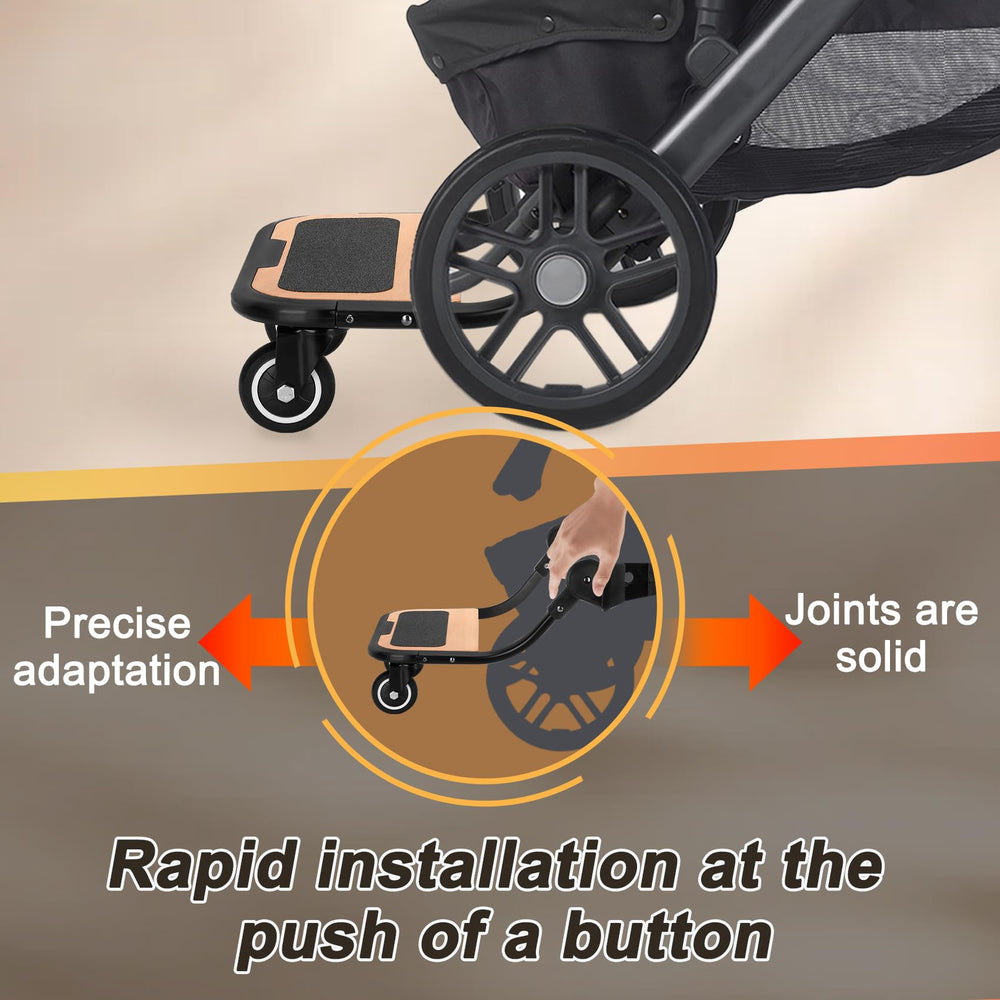 Qnemaei stroller board being lifted to store quickly after walk
