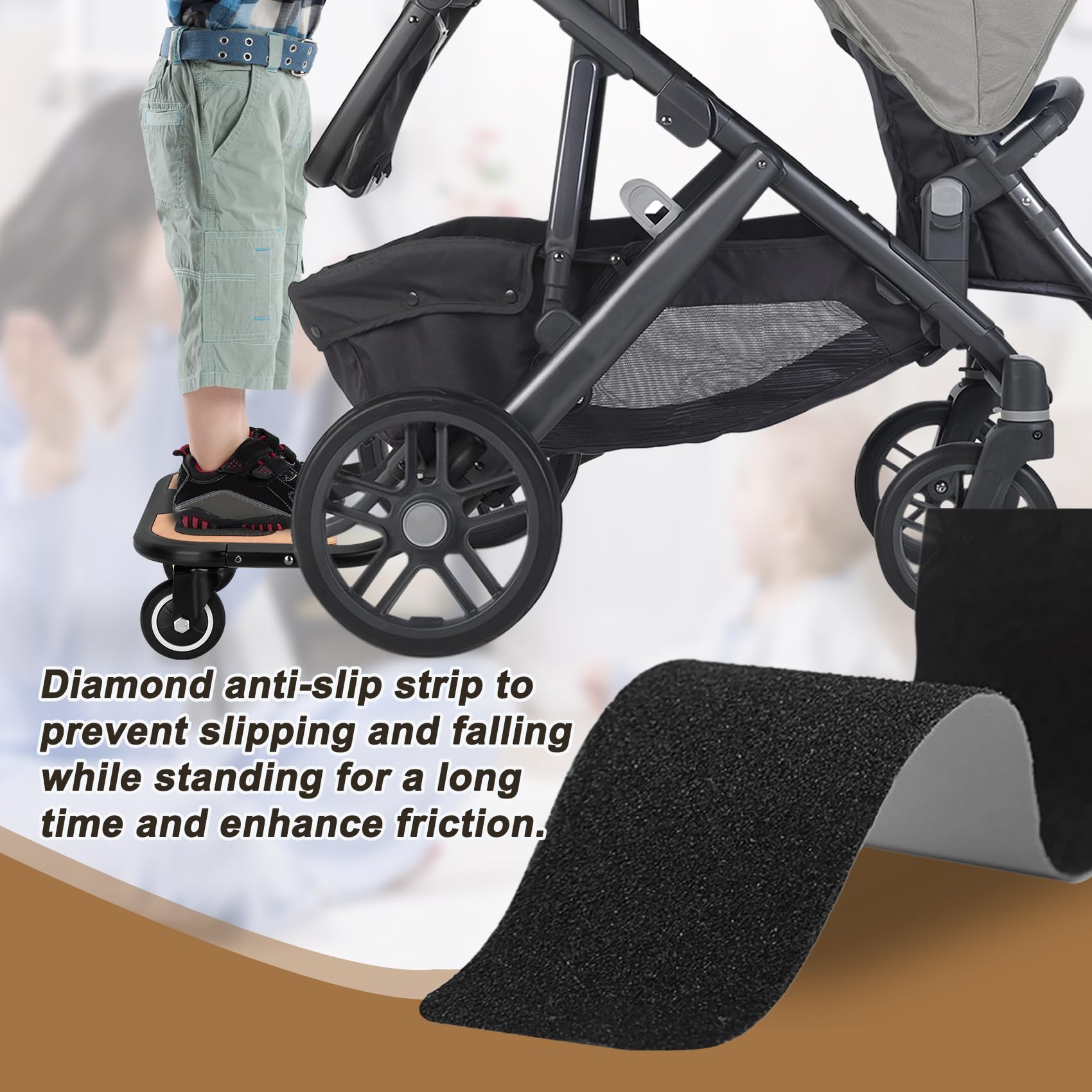 Qnemaei stroller board quick-snap connection for tool-free setup