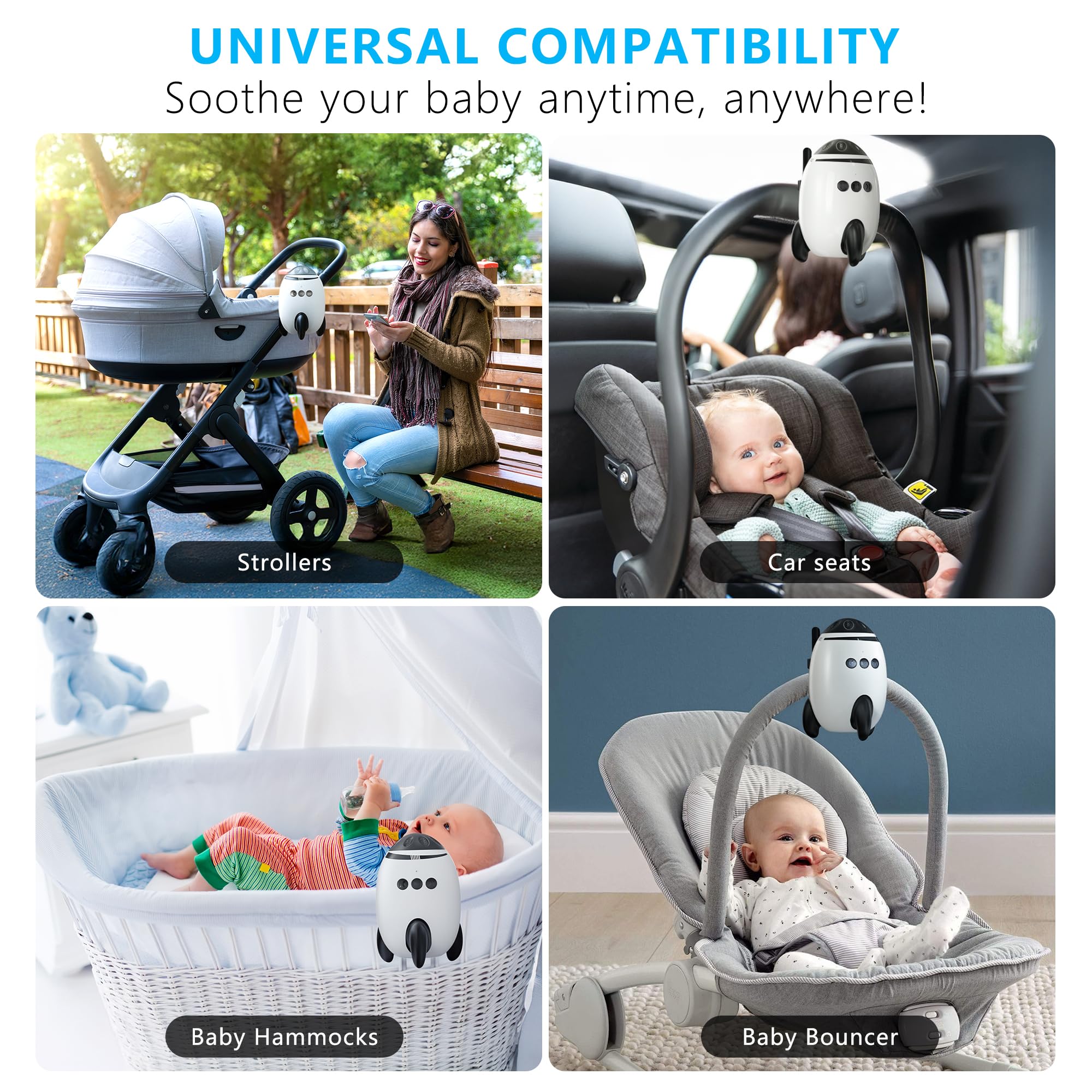 QNHMPW baby rocker-compact-travel illustrates portable design fits diaper bags and carry-ons.