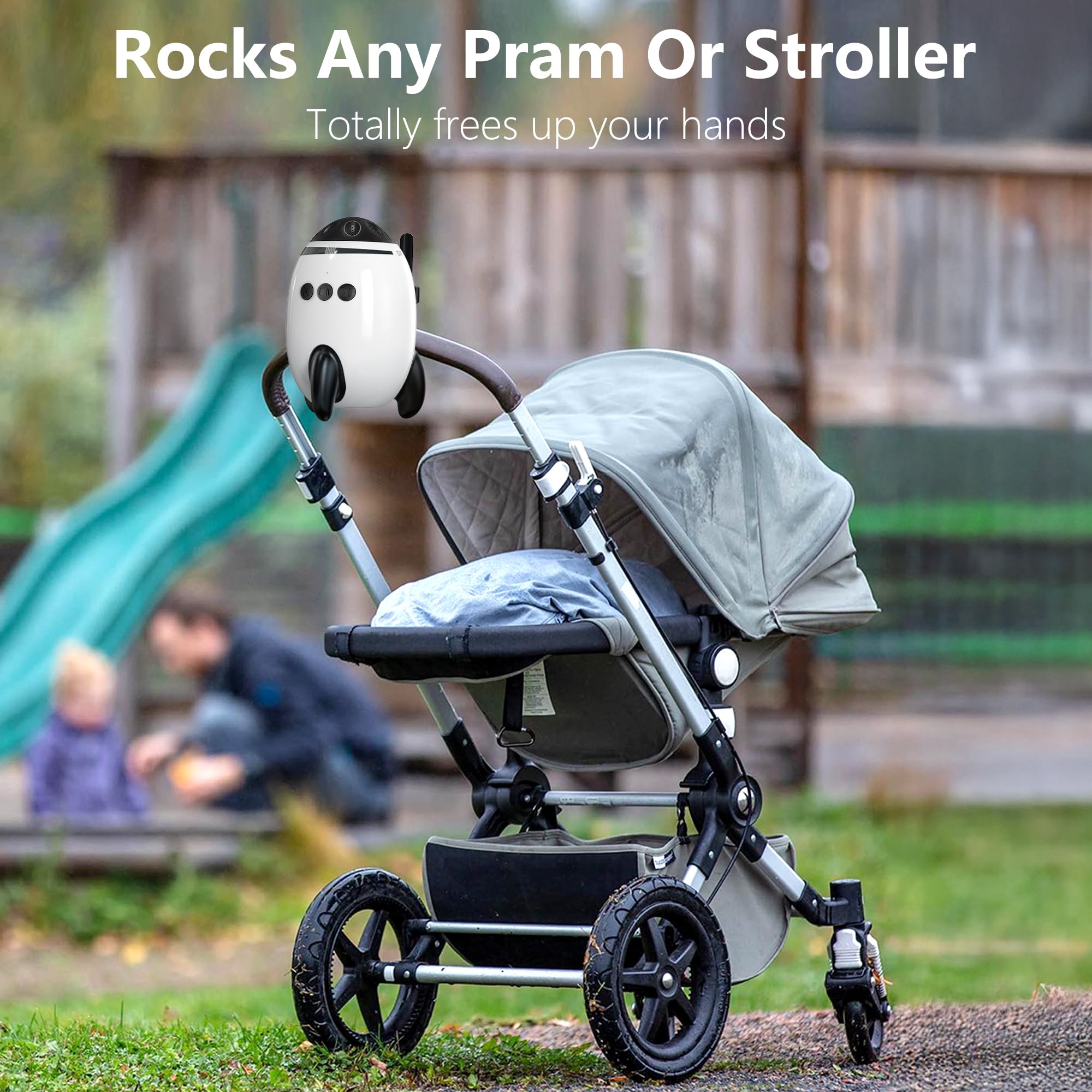 QNHMPW baby rocker one-touch-operation image highlights effortless start to calming motion.