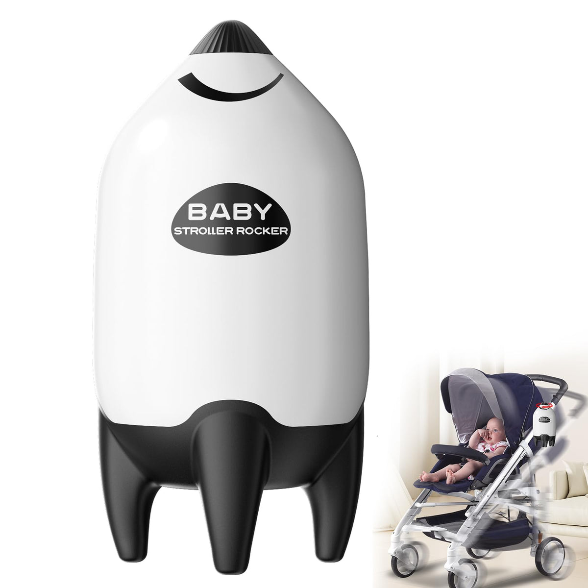 QNHMPW Baby Rocker attached to stroller for secure, hands-free comfort on walks.