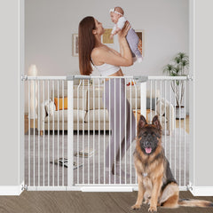 Qonimm 40.55-inch extra tall gate with walk-through door, ideal for tall toddlers and large dogs.