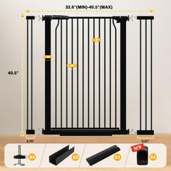 Qonimm gate in a wide doorway demonstrating adjustable width