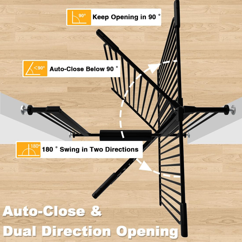 Qonimm tall gate on stairs showing tool-free installation