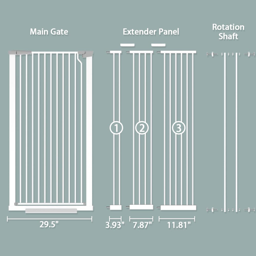 Qonimm 51.18 extra tall gate ideal for indoor use on doorways and stairs.