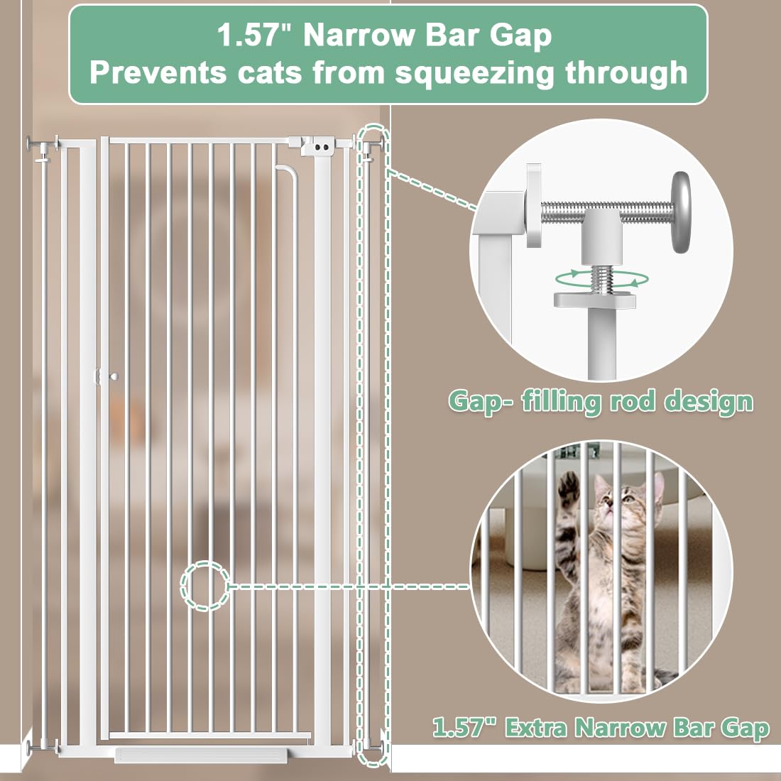 Qonimm 57 bar spacing 1.37 inch keeps small limbs safe.