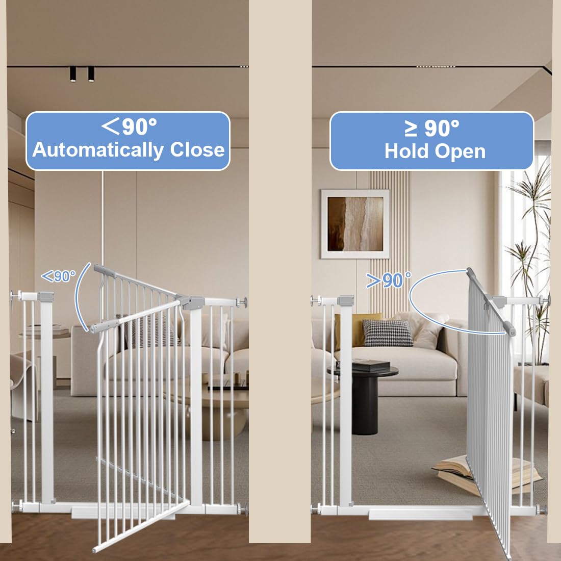 Qonimm auto-close gates stay secure behind you, freeing hands.