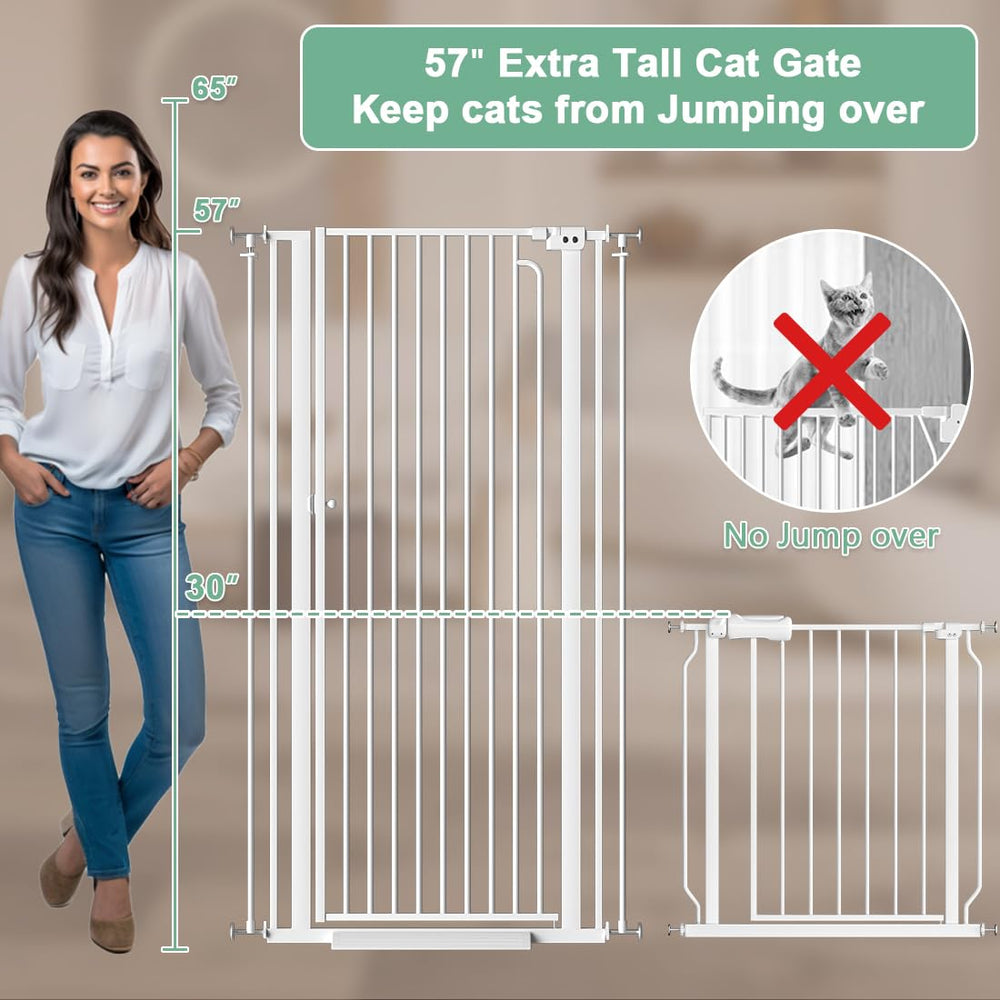 Qonimm Cat Gate — ideal for stairs and wide openings.