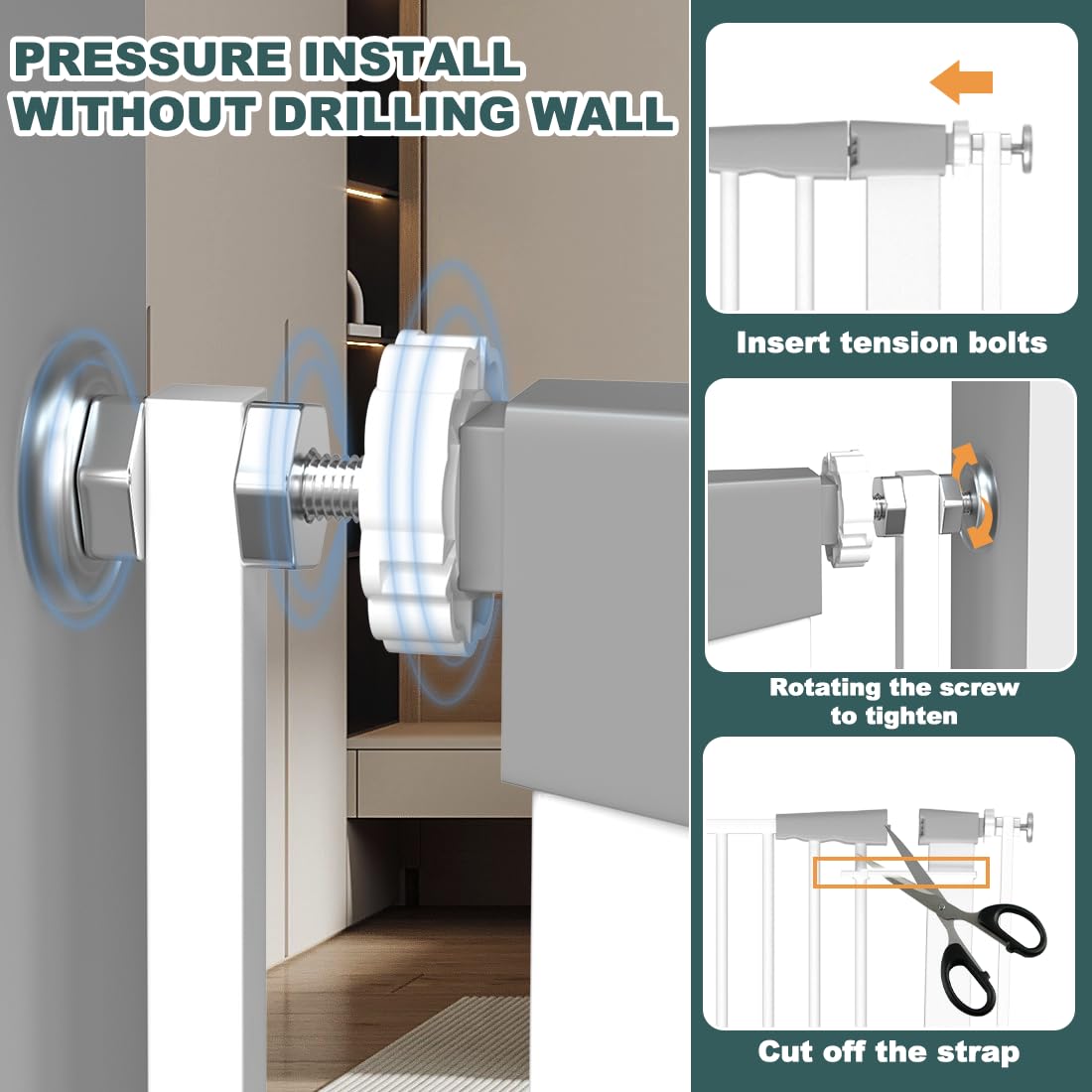 Qonimm easy installation with four pressure bolts, no drilling.
