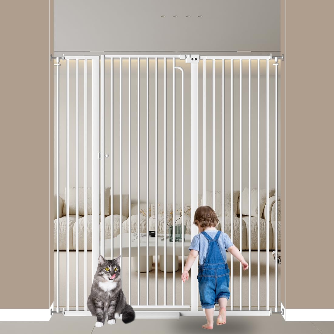 Qonimm Extra Tall Cat Gate — 57-inch height keeps tall pets contained.