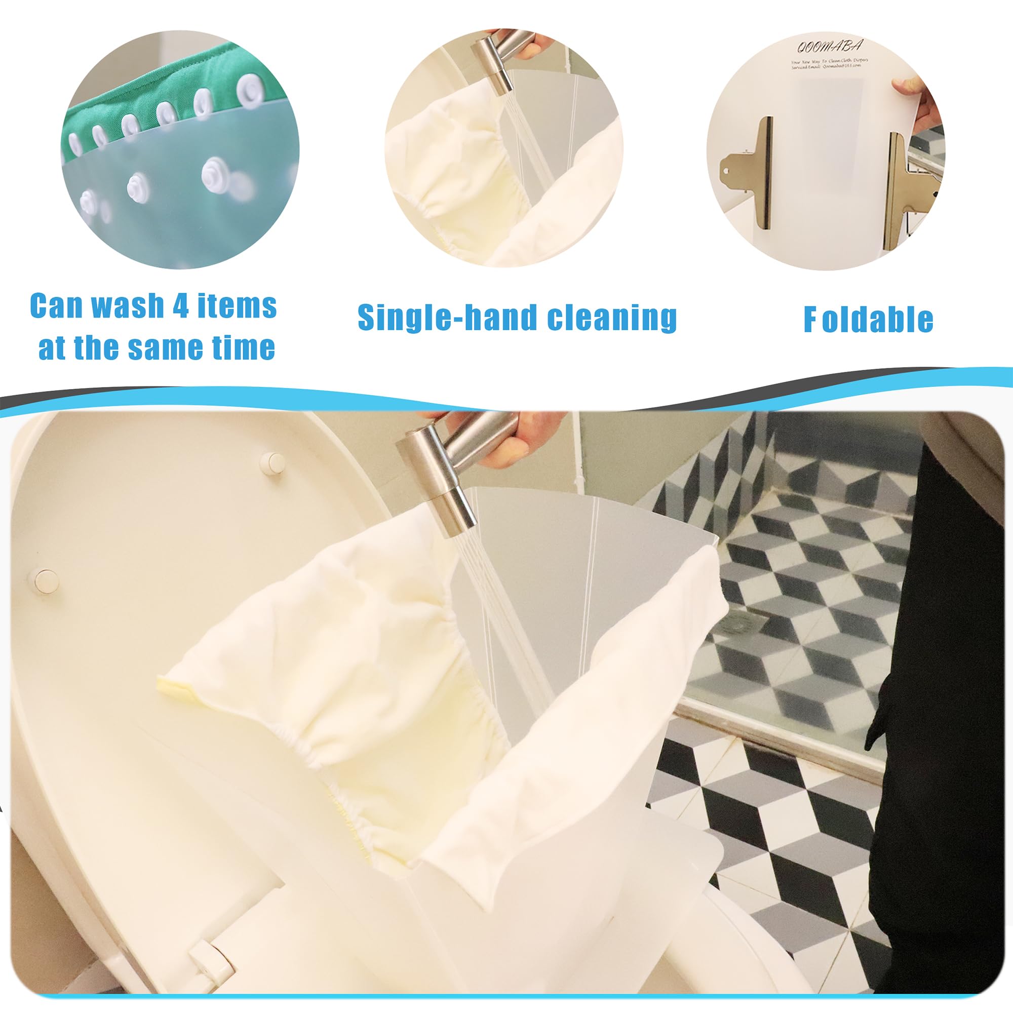QOOMABA Stable base enables one-handed rinsing without tipping