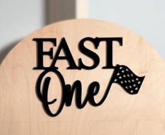 QPARTYFIRE Wooden racing banner enhances birthday décor with warm wood tone
