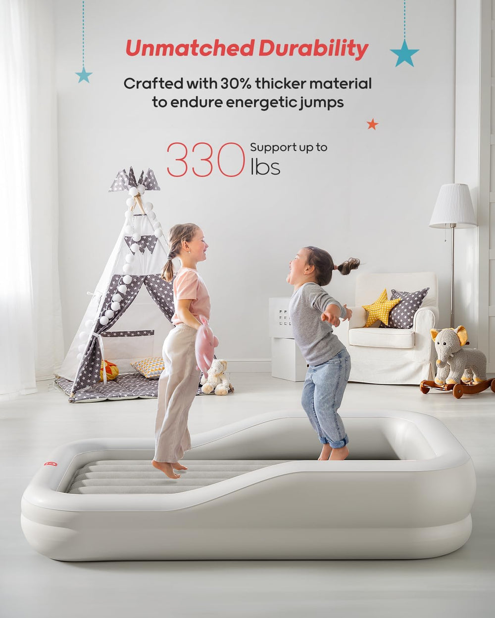 QPAU 3-sided safety bumpers provide secure sleep for toddlers.