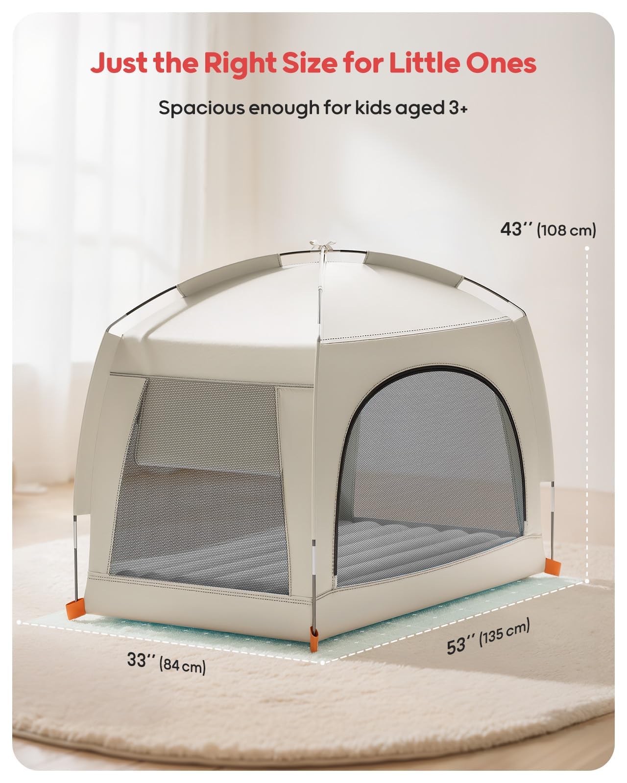 QPAU breathable mesh sides enhance ventilation during naps.