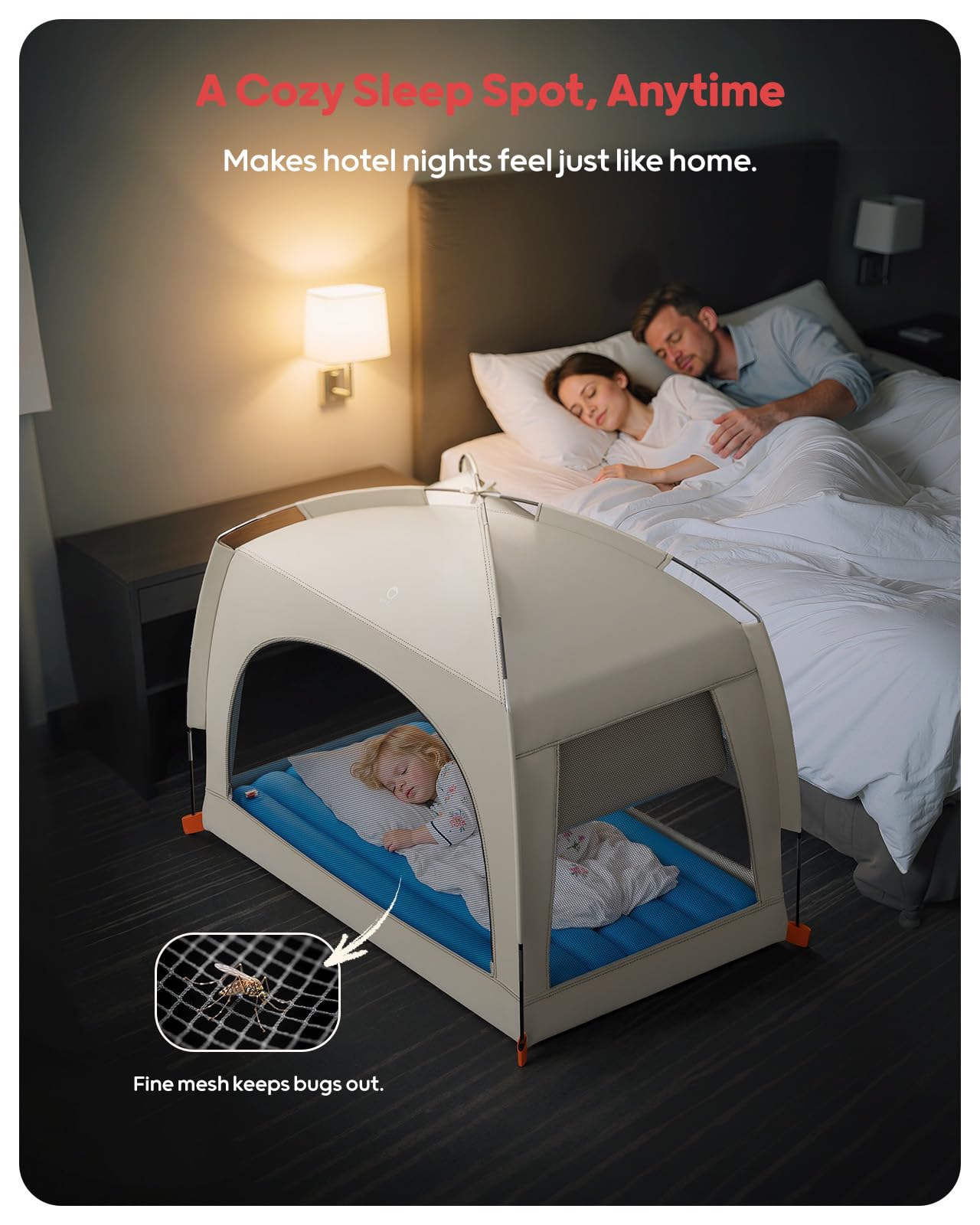 QPAU compact lightweight toddler bed designed for easy packing.