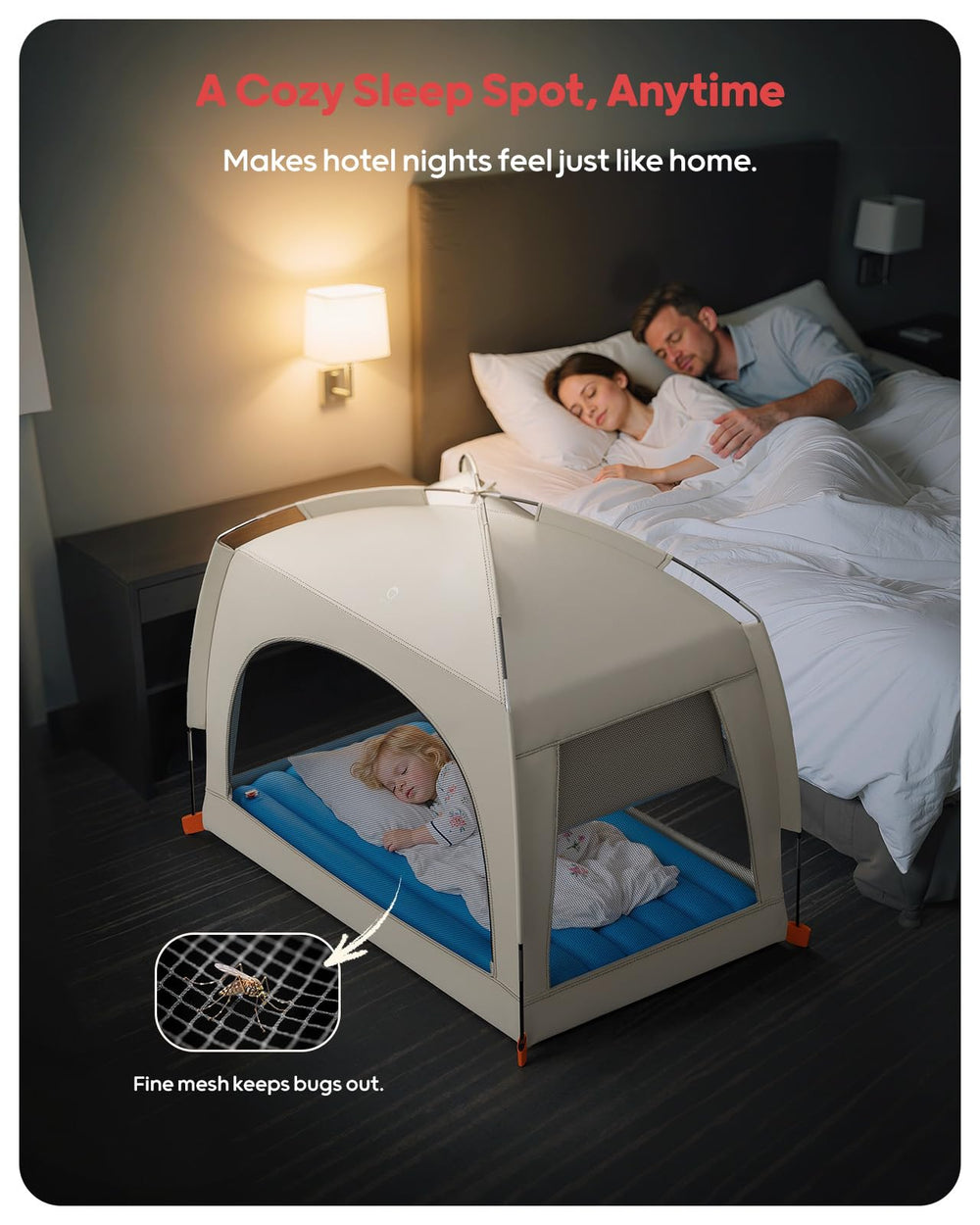 QPAU compact lightweight toddler bed designed for easy packing.