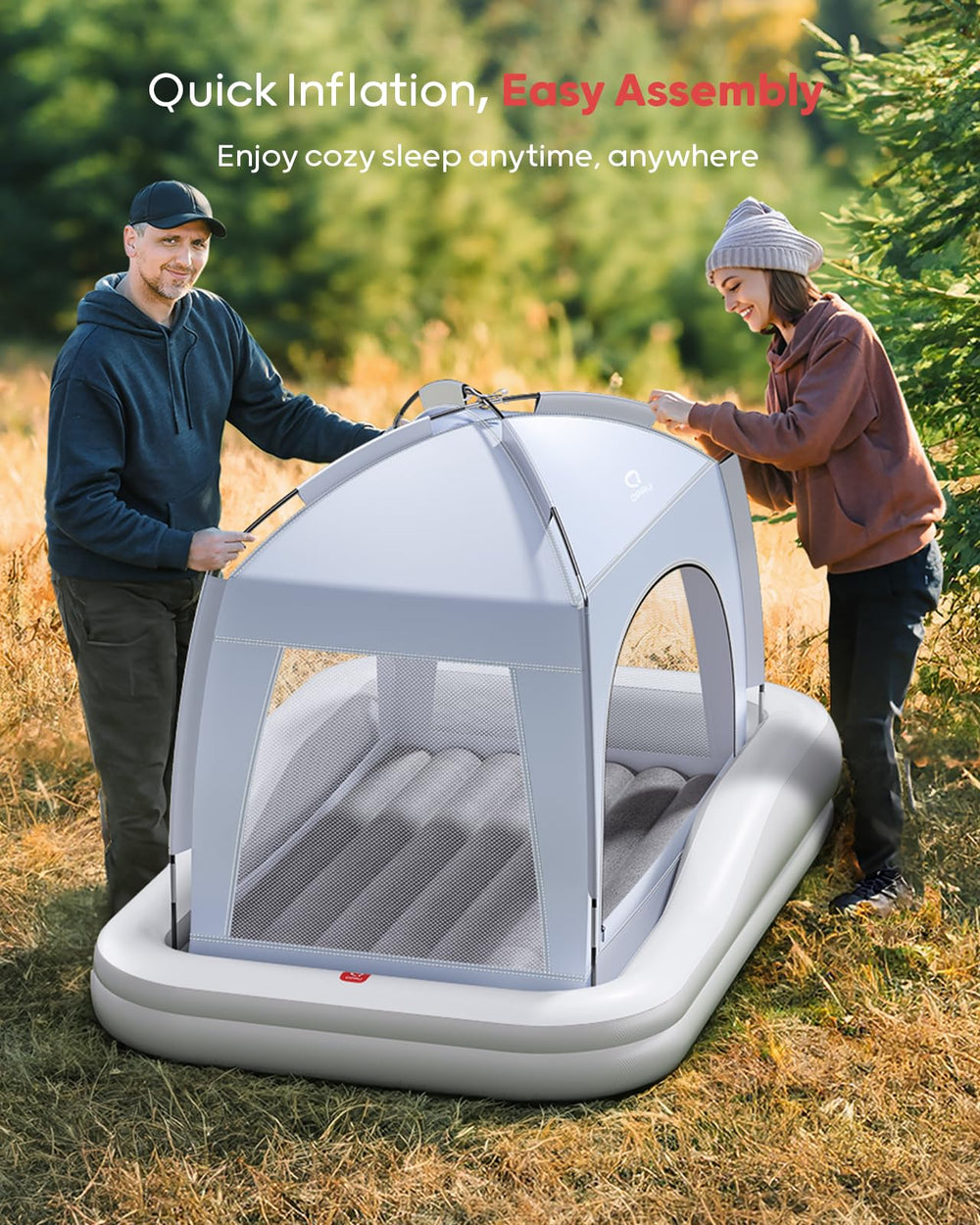 QPAU detachable tent offers shade and bug protection for family camping