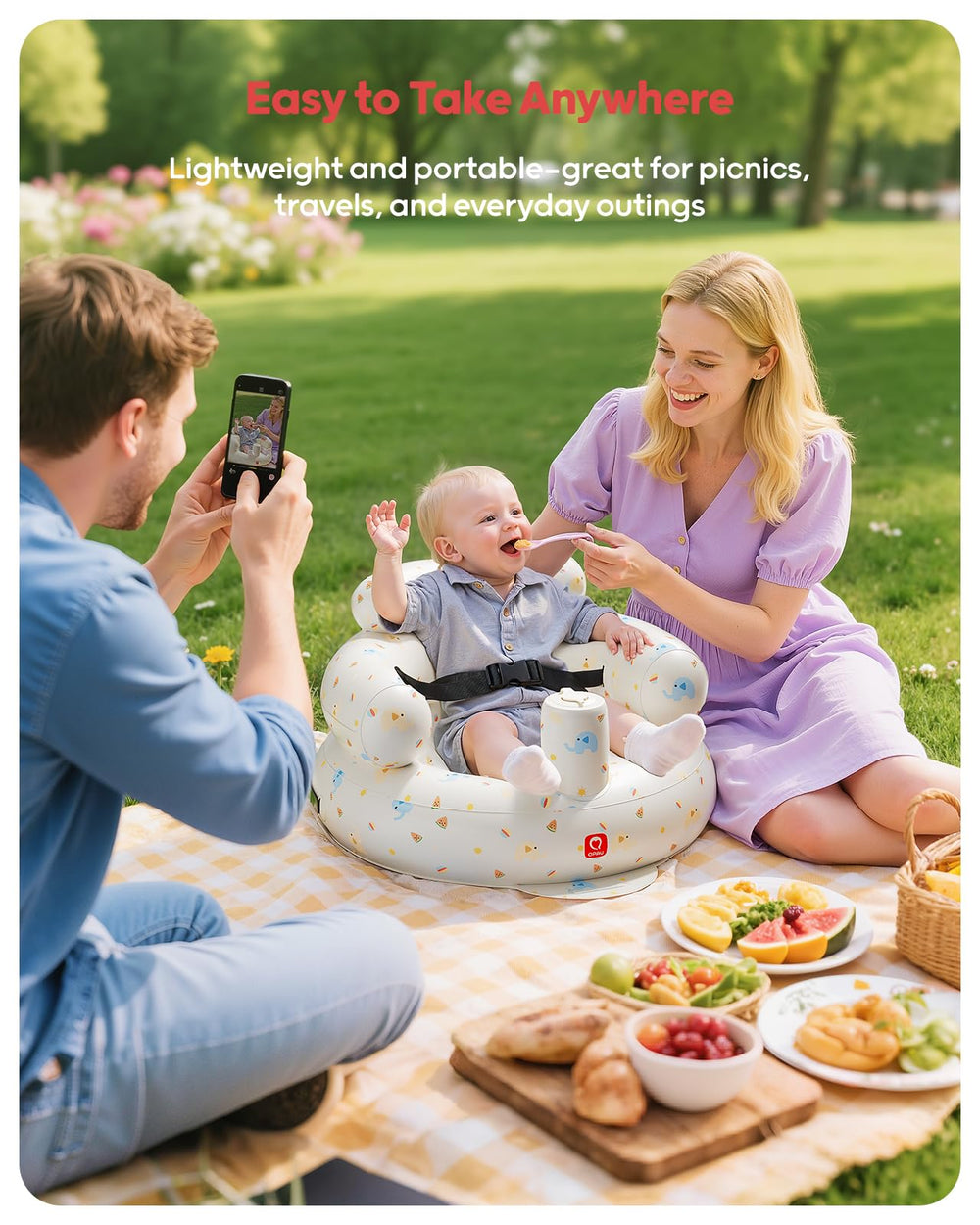 QPAU Elephant breathable mesh seat helps keep baby cool while seated.