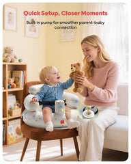 QPAU Elephant inflatable seat with safety harness keeps baby secure during meals.