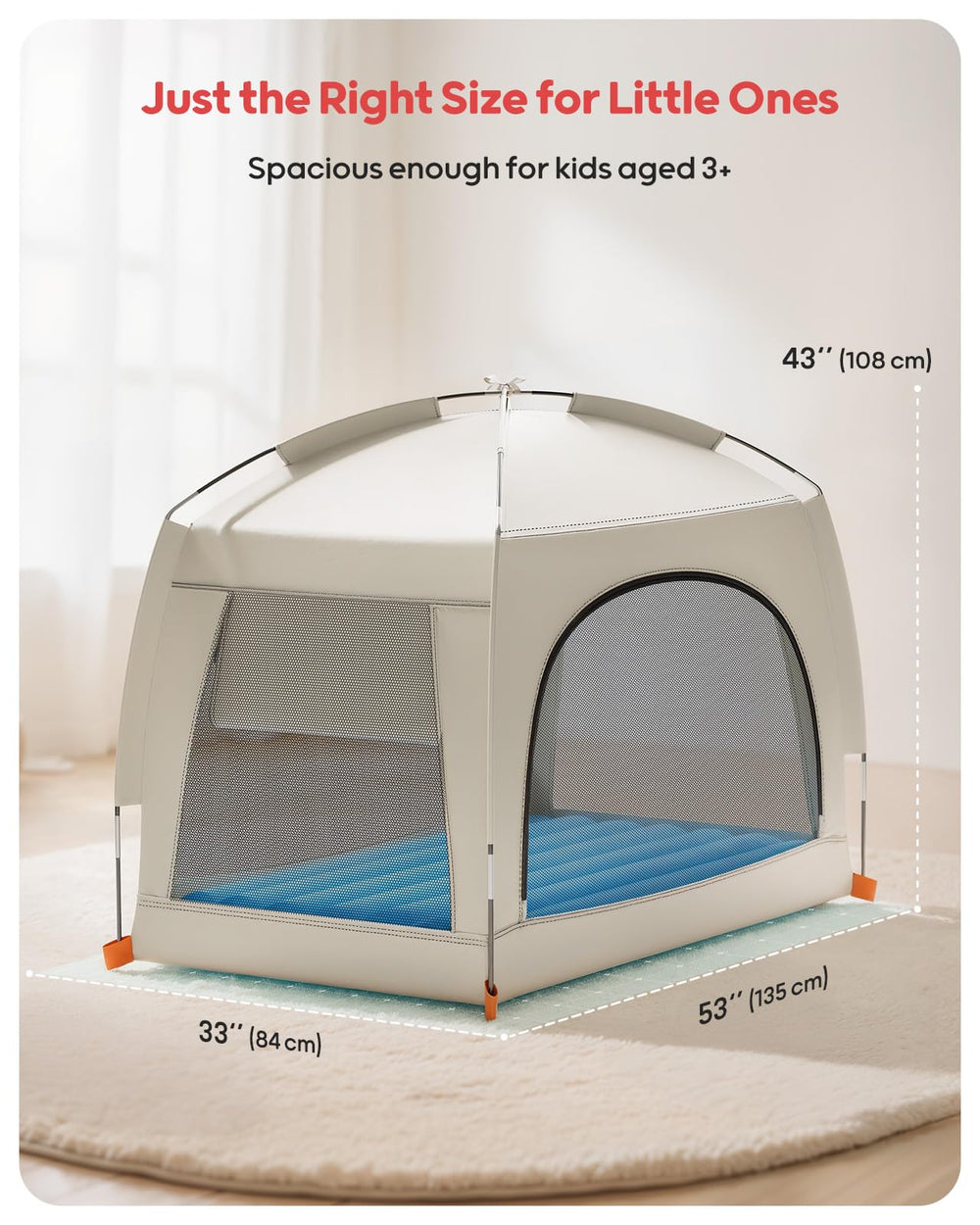 QPAU flocked sleep surface delivers soft, cozy feel.