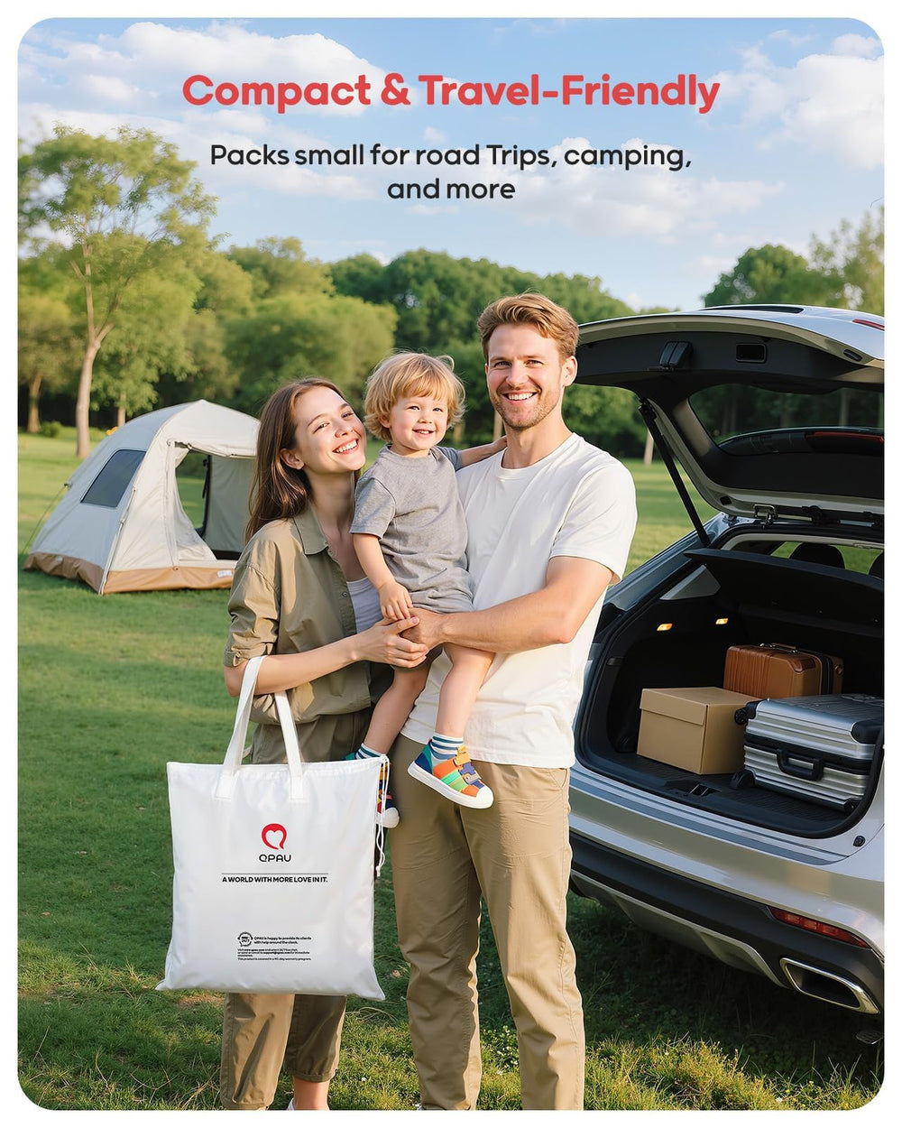 QPAU four-sided sunshade panel keeps shade on the go.