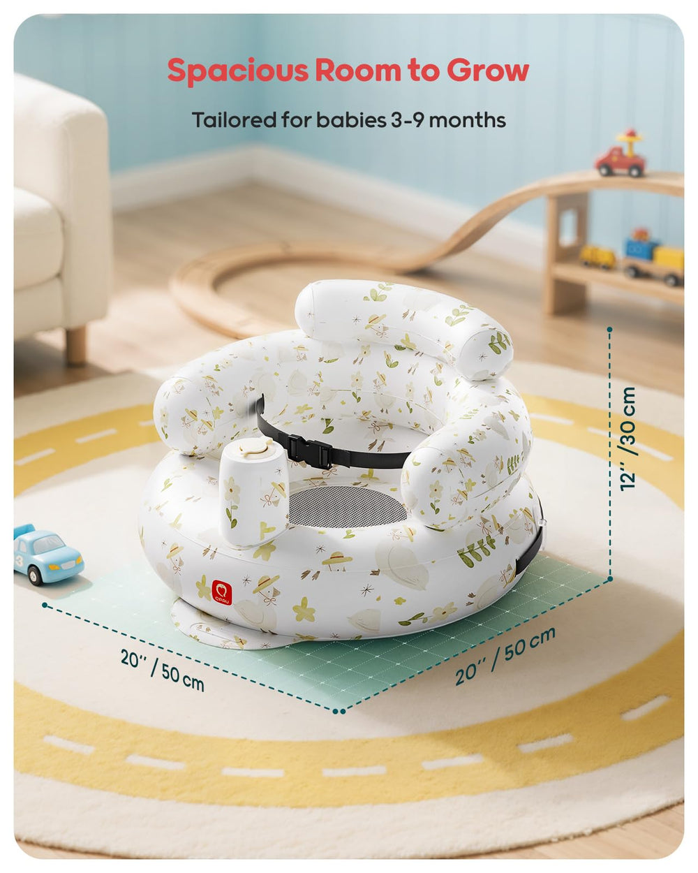 QPAU multi-use baby seat for feeding, play, and travel.