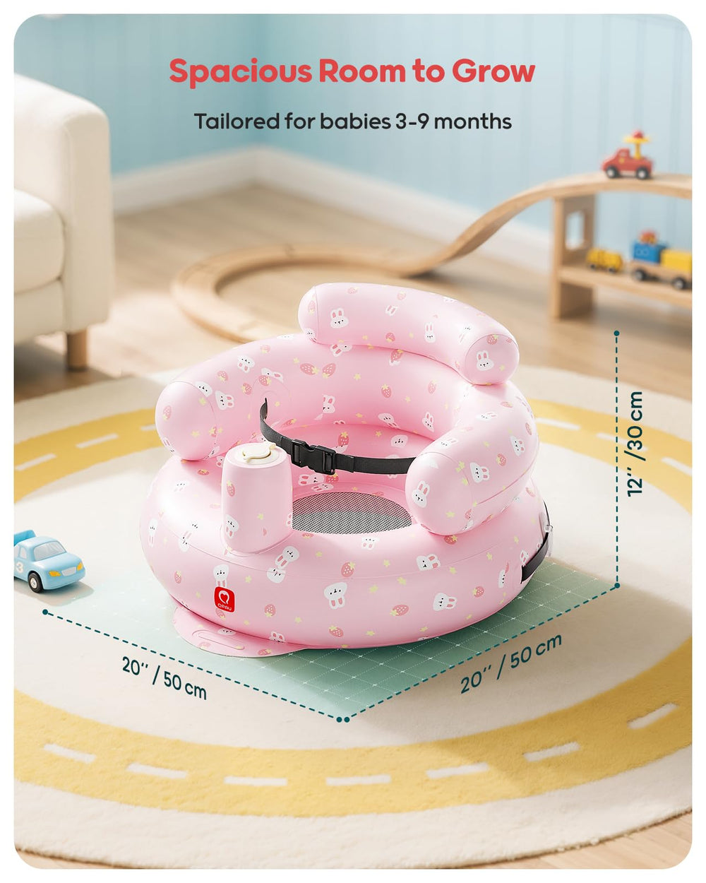 QPAU seat attaches securely to an adult chair for stability