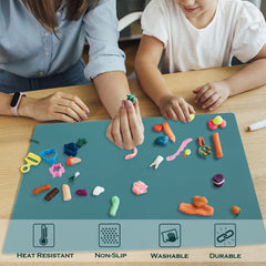 QPIX DIGITAL heat-resistant mat placed under heat source provides countertop protection.
