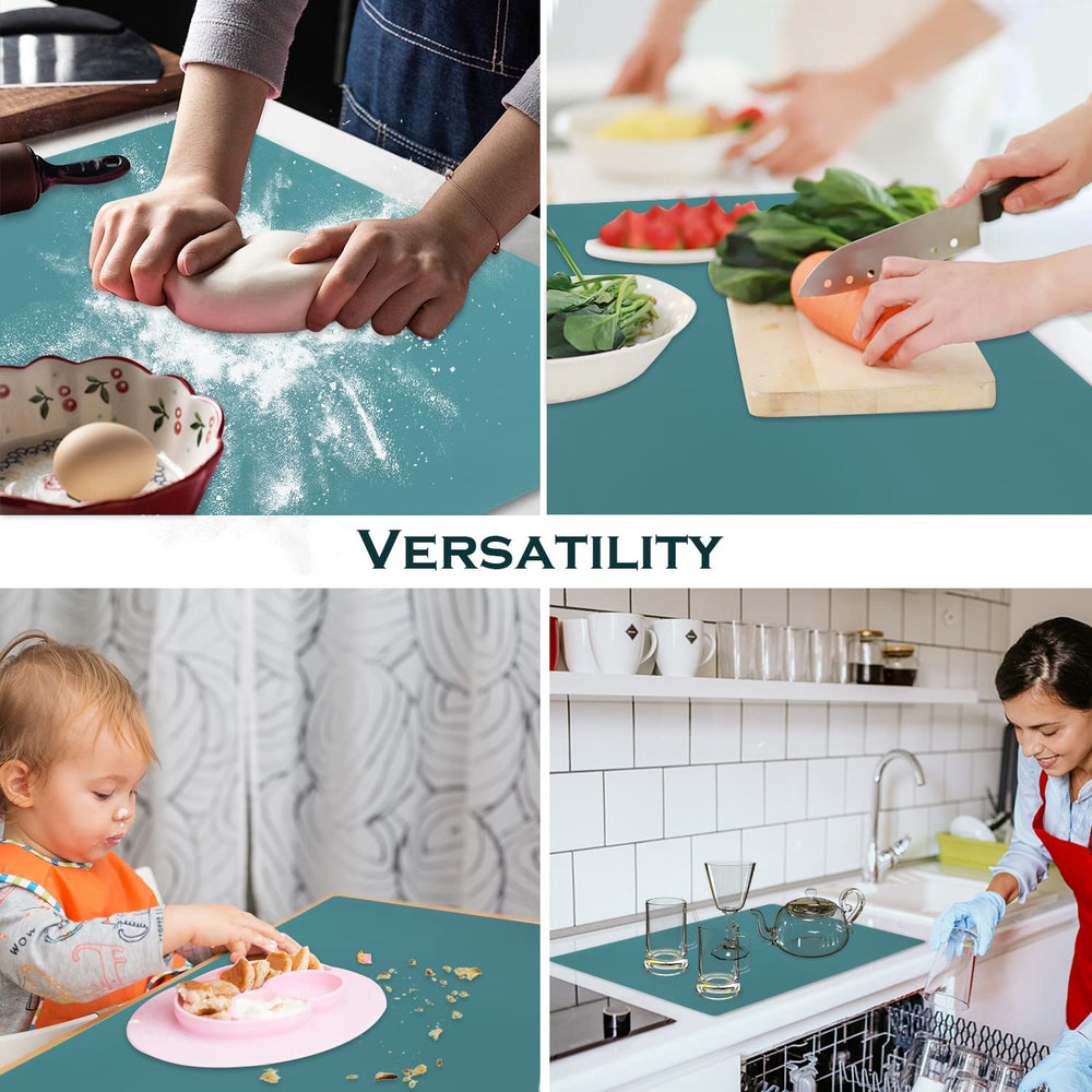 QPIX DIGITAL non-slip mat on wooden table keeps items steady during meals.