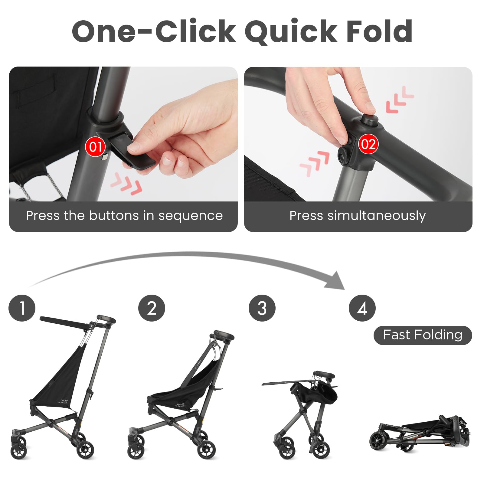 QPLAY 360-degree front wheels glide smoothly on indoor surfaces