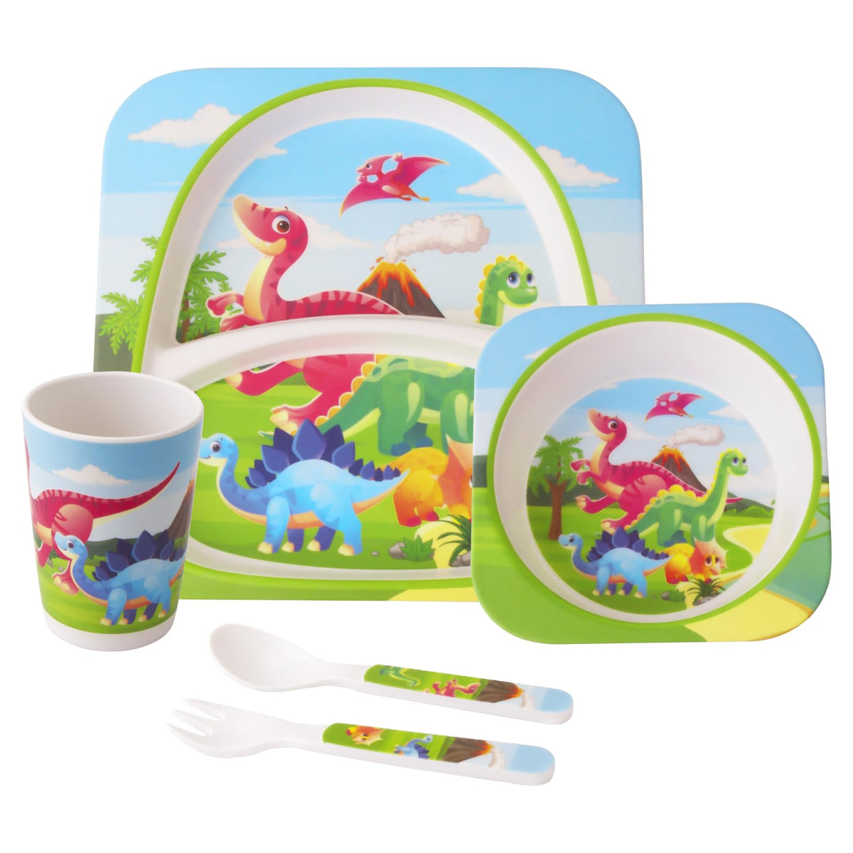 Qshare Bamboo toddler dinnerware plate with rounded edges for safe, easy meals.